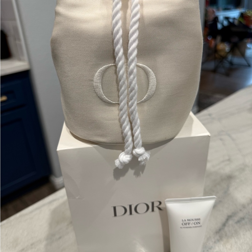 Dior Ivory Drawstring Pouch